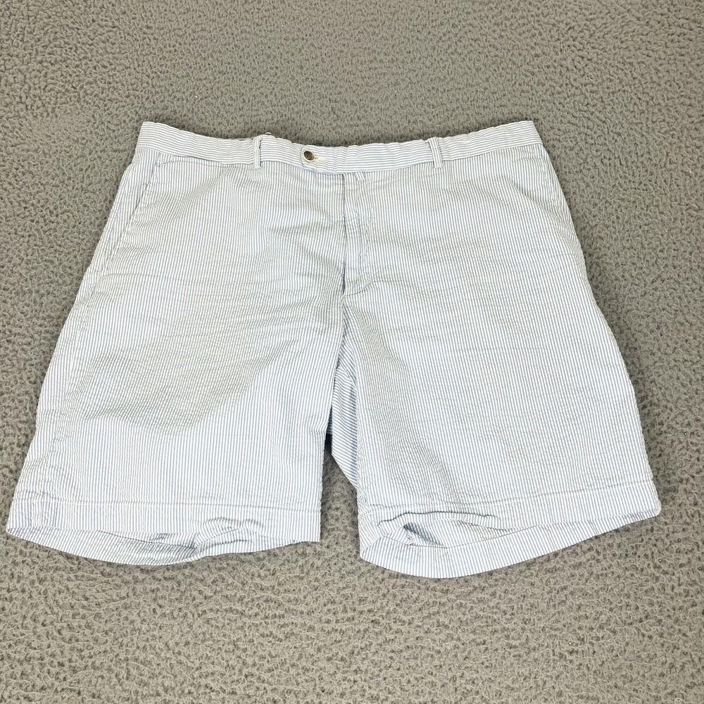 Peter Millar Shorts‎ Mens 42 Blue Striped  Cotton Chino Casual Seersucker